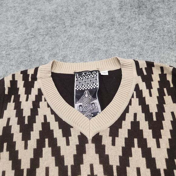 L.A.M.B. Gwen Stefani Womens L Large Cotton Cashmere Knit Zig Zag V Neck Sweater - Picture 5 of 12